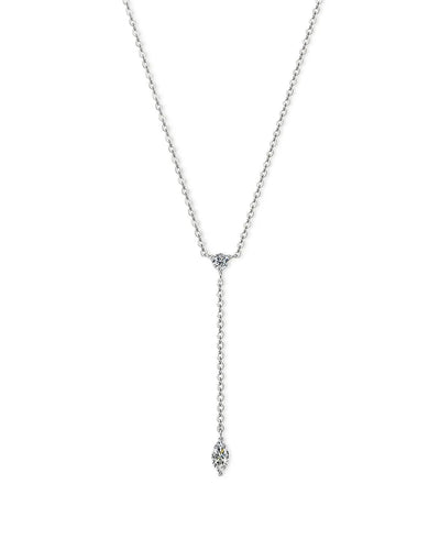 Marquise Natural Diamond Y Necklace in 18K Solid Gold | Dainty Lariat Drop Chain Necklace