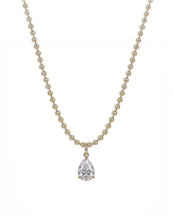 18K Solid Gold 6CT Pear Cut Natural Diamond Statement Necklace