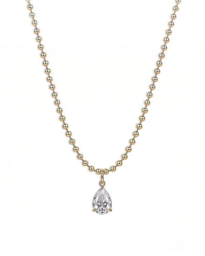18K Solid Gold 6CT Pear Cut Natural Diamond Statement Necklace