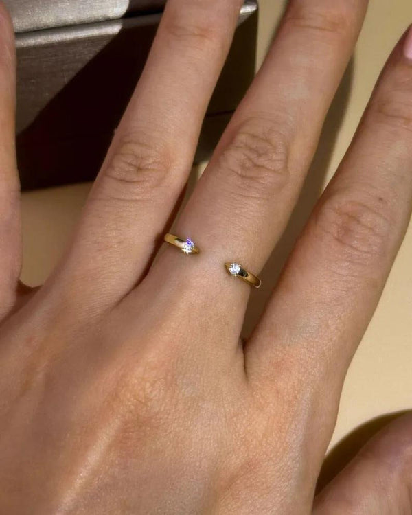 18K Solid Gold 0.2ct Natural Diamond Stacking Ring | 18K Gold Wedding Band | Gold Stacking Band - Side View | Riyanika Jewels