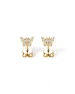 18K Solid Gold Lab Grown Diamond Butterfly Stud Earrings - Detail | Riyanika Jewels