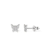 18K Solid Gold Natural Diamond Butterfly Stud Earrings