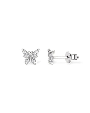 18K Solid Gold Natural Diamond Butterfly Stud Earrings