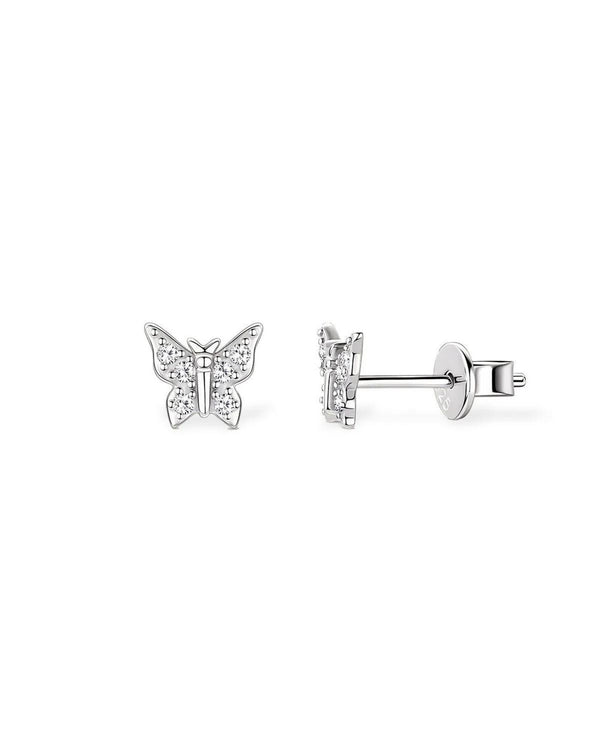 18K Solid Gold Natural Diamond Butterfly Stud Earrings