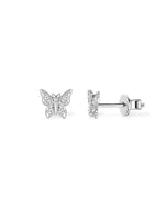 14K Solid Gold Lab Grown Diamond Butterfly Stud Earrings