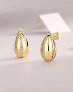 18K Solid Gold Lab Grown Diamond Teardrop Studs Earrings - Side View | Riyanika Jewels