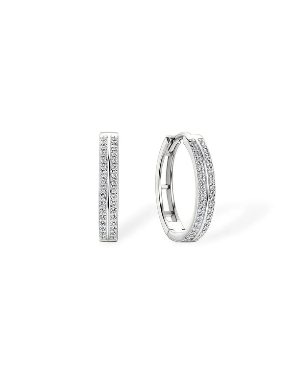 18K Solid Gold 0.32ctw Inside Out Natural Diamond Hoop Earrings