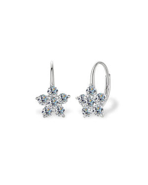 18K Solid Gold 1.2ctw Delicate Floral Natural Diamond Stud Earrings