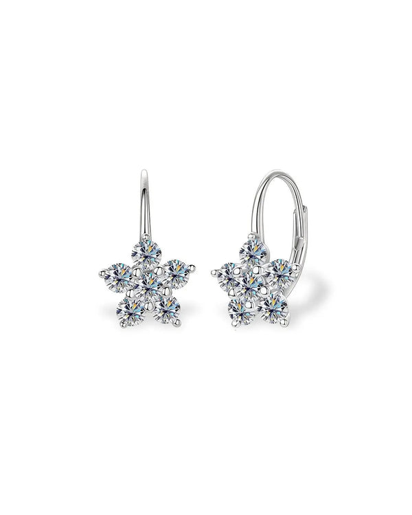 18K Solid Gold 1.2ctw Delicate Floral Natural Diamond Stud Earrings