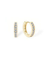14K Solid Gold Classic Lab Grown Diamond Hoop Earrings | Diamond Huggie Hoops