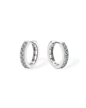 18K Solid Gold Classic Natural Diamond Hoop Earrings