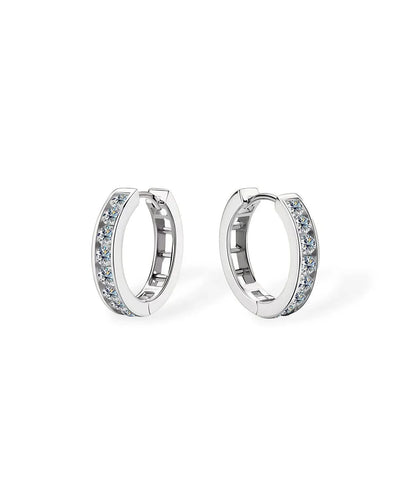 14K Solid Gold Classic Natural Diamond Hoop Earrings | Diamond Huggie Hoops