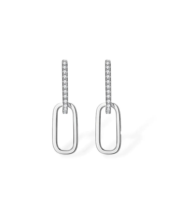 14K Solid Gold Dual Hoop Natural Diamond Drop Earrings | 14K Solid Gold Stackable Dangle Earrings