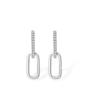 14K Solid Gold Dual Hoop Lab Grown Diamond Drop Earrings | 14K Solid Gold Stackable Dangle Earrings