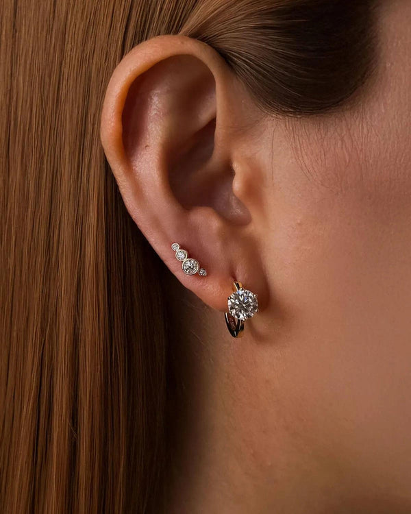 14K Solid Gold Four Lab Grown Diamonds Stud Earrings | 14K Solid Gold Stackable Diamond Studs