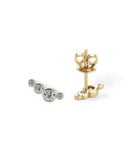 18K Solid Gold Four Natural Diamonds Stud Earrings