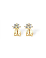 14K Solid Gold Lab Grown Diamond Cross Stud Earrings