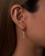 18K Solid Gold Dangling Natural Diamond Drop Earrings - Side View | Riyanika Jewels
