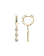 18K Solid Gold Dangling Natural Diamond Drop Earrings - Detail | Riyanika Jewels