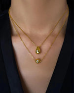 18K Solid Gold Teardrop Pendent Lab Grown Diamond Chain Necklace - Detail | Riyanika Jewels