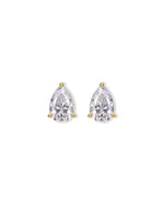 14K 2ct Natural Diamond Pear Cut Solitaire Stud Earrings