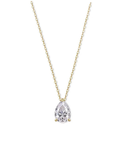 14K 3ct Lab Grown Diamond Pear Cut Solitaire Pendant Necklace