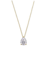 18K Solid Gold 2CT Pear Cut Natural Diamond Solitaire Necklace