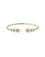 18K Solid Gold 1.8CT Natural Diamond Cuff Bracelet | 18K Solid Gold Diamond Bangle | Stackable - Close Up | Riyanika Jewels