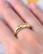 14K Solid Gold Star Inspired Natural Diamond Ring | 14K Solid Gold Minimal Stackable Diamond Band