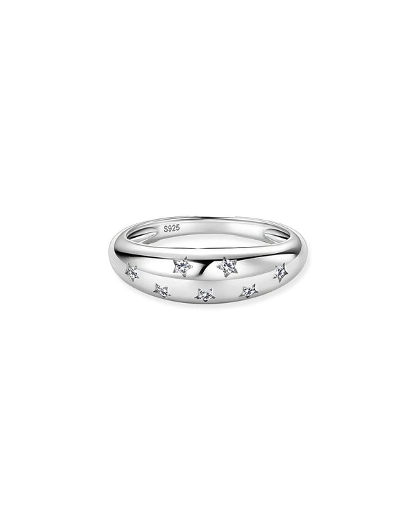14K Solid Gold Star Inspired Natural Diamond Ring | 14K Solid Gold Minimal Stackable Diamond Band