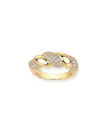 18K Solid Gold Stackable Twist Design 0.8ct Natural Diamond Ring