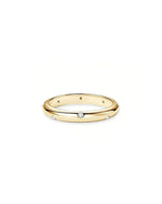 18K Solid Gold Natural Diamond Dainty Band Ring | 18K Gold Stackable Petite Ring - Close Up | Riyanika Jewels