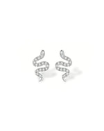 18K Solid Gold Natural Diamond Snake Stud Earrings