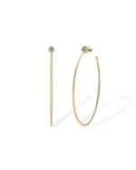 18K Solid Gold Lab Grown Diamond Hoop Earrings - Close Up | Riyanika Jewels