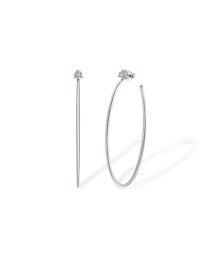 18K Solid Gold Natural Diamond Hoop Earrings