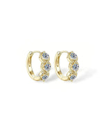 Three Stone Lab Grown Diamond Hoop Earrings in 18K Solid Gold - Detail | Riyanika Jewels