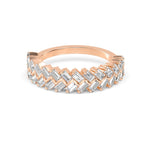 18K Solid Gold 1.00Ct Baguette Natural Diamond Chevron Wedding Band - Side View | Riyanika Jewels