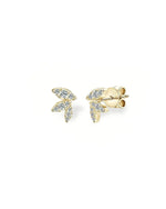 14K Solid Gold Leaf Stud Earrings