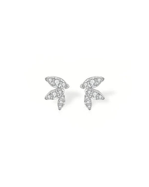 14K Solid Gold Leaf Stud Earrings