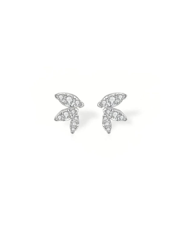 14K Solid Gold Leaf Stud Earrings