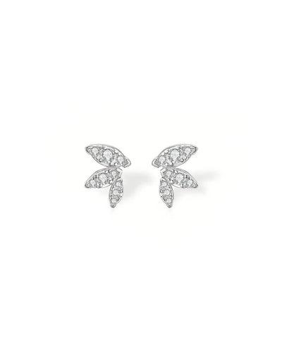 14K Solid Gold Leaf Stud Earrings