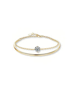 18K Solid Gold 1ct Natural Diamond Double Layer Bracelets - Close Up | Riyanika Jewels