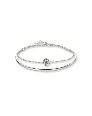 18K Solid Gold 1ct Natural Diamond Double Layer Bracelets