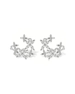 18K Solid Gold Natural Diamond Cluster Stud Earrings