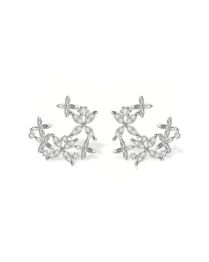14K Natural Diamond Cluster Stud Earrings