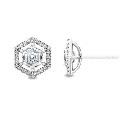 14K 1.68ct Natural Diamond Halo Stud Earrings
