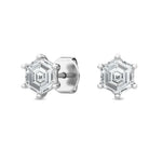 18K Solid Gold 1.00ct Hexagon Natural Diamond Studs - Alternate Angle | Riyanika Jewels