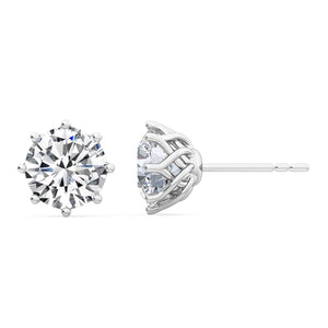 18K Solid Gold Round Brilliant 2.0 CTW 8-Prong Natural Diamond Stud Earrings