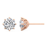 14K 2ct Natural Diamond Round Brilliant Cut Stud Earrings