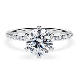 18K Solid Gold 1.50ct Round Brilliant Natural Diamond Set in a 6 Prong Classic Pave Engagement Ring